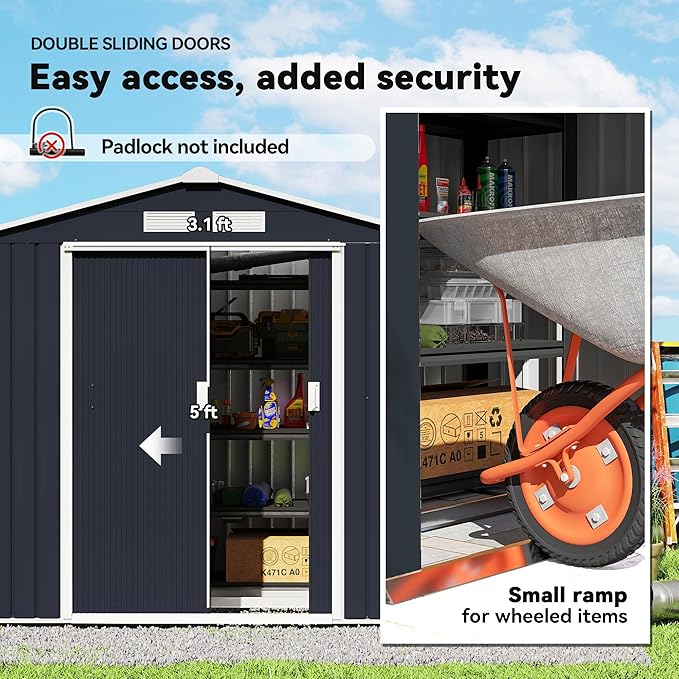 Outsunny 7' x 4' Outdoor Storage Shed, Garden Tool Metal Shed