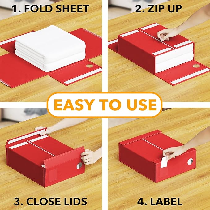 SpaceAid 6 Pack Bed Sheet Organizers and Storage, Foldable Sheet Organizer