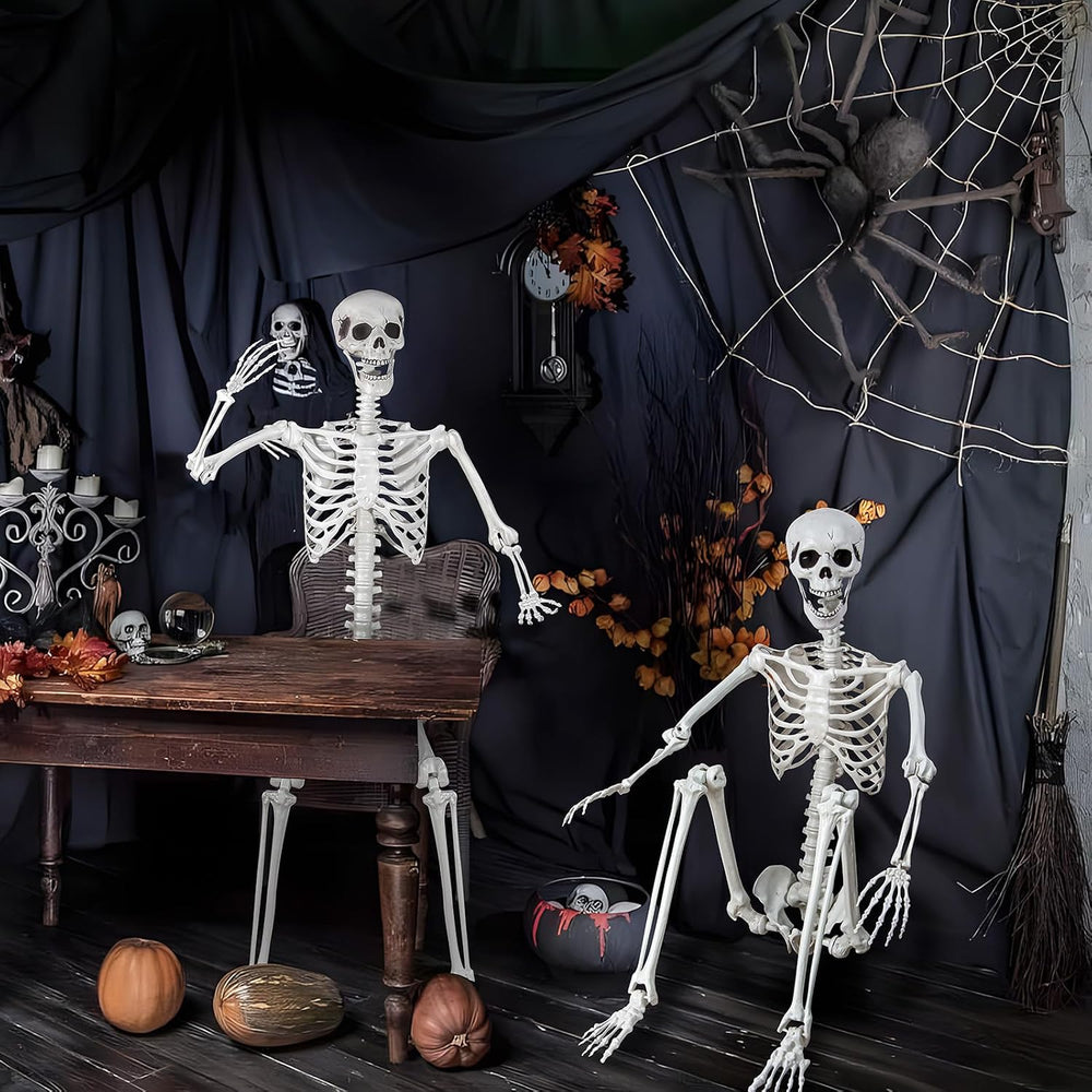 5.9ft/180cm Posable Halloween Skeleton, Life Size Skeleton Bones with Movable...