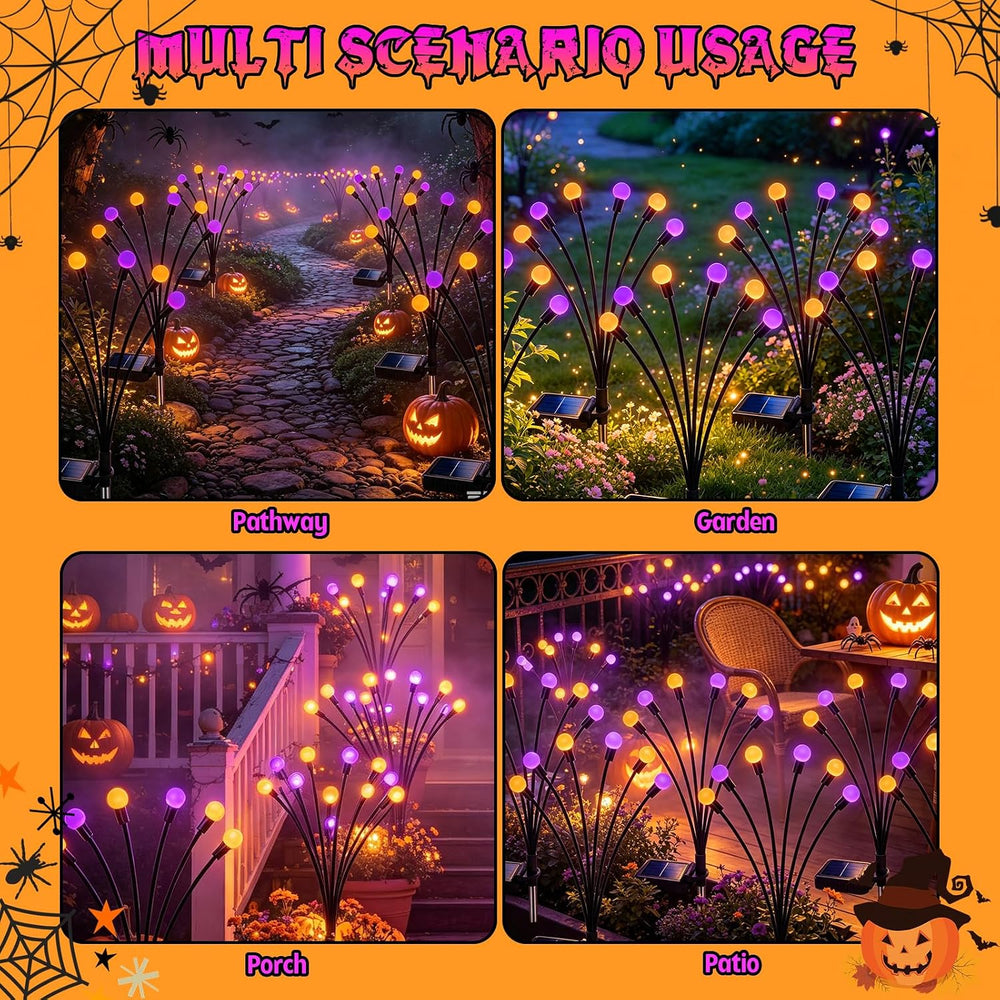 VOOKRY 6 Pack Halloween Decorations Outdoor, 36 LED Solar Firefly Lights Outd...
