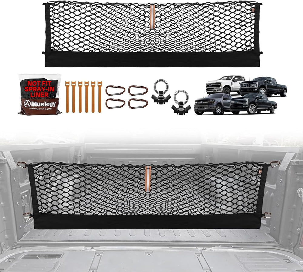 Muslogy Cargo Net for 2015+ Ford F150 & 2017+ F250/F350/F450 (Tie Down)