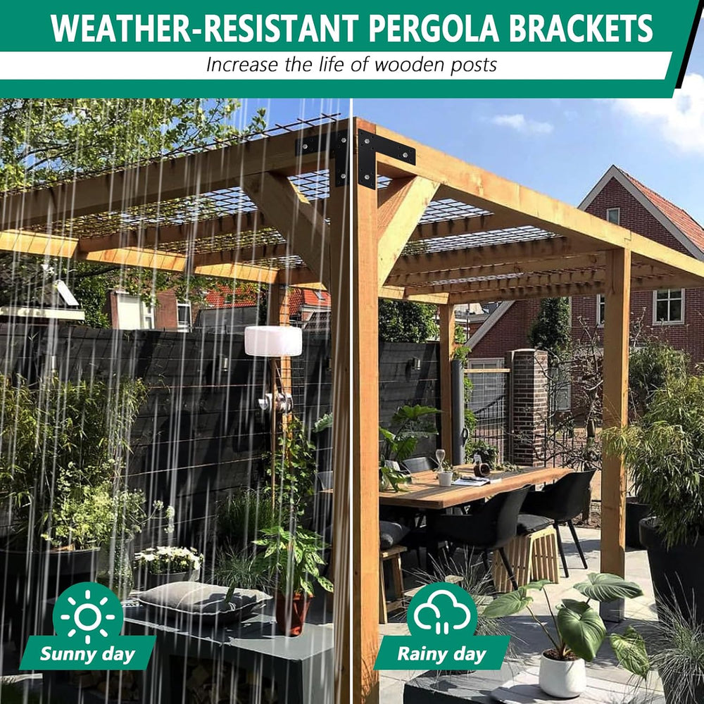 Pergola Flat Brackets 10" x 10",L-Shape Straight Joining Brackets f...