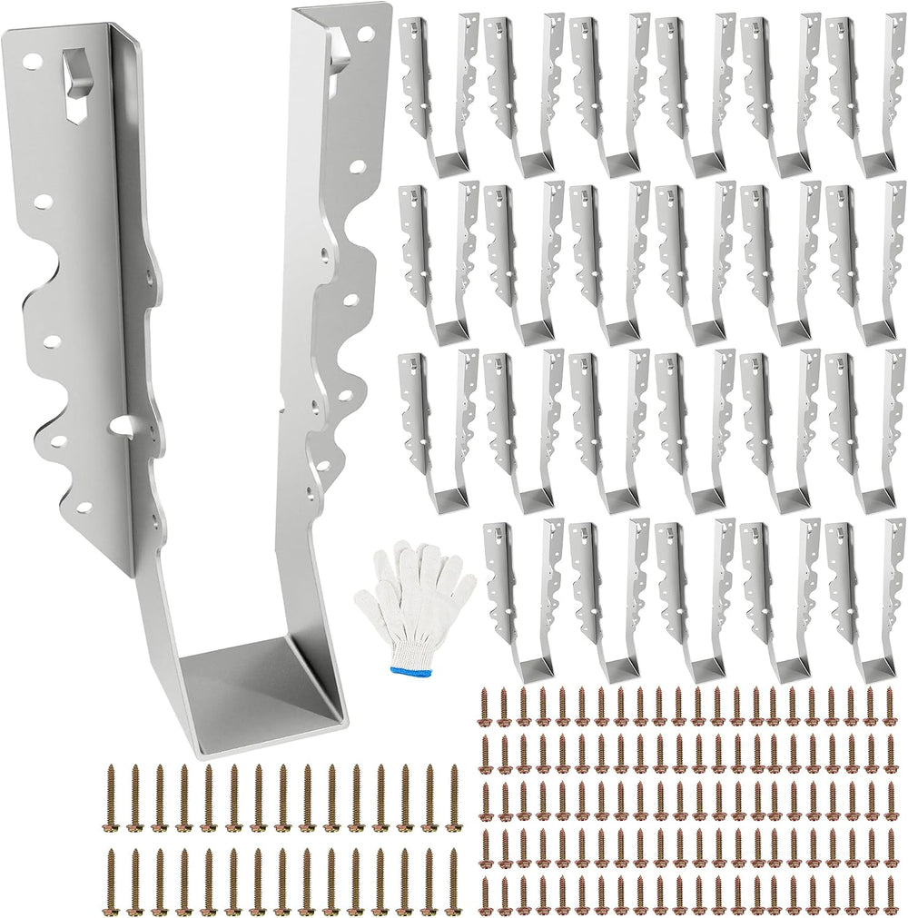 25 Pack 2x10 Joist Hangers with Screws for Wood, Galvanized Face Mount
