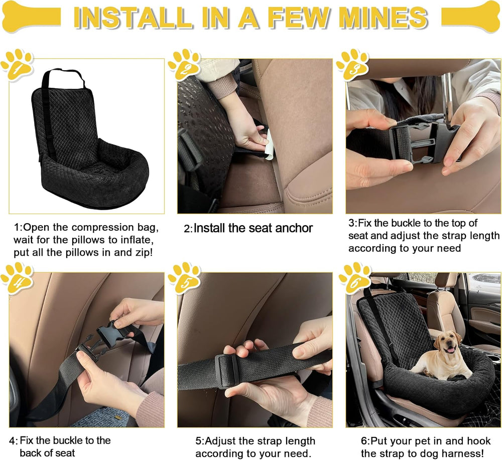 Dog Car Seat for Small Medium Dogs,Detachable Washable Travel Safety Pet Boos...