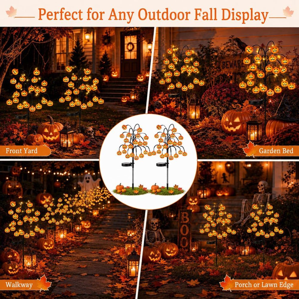 Halloween Pumpkin Lanterns, Solar Lights, Outdoor Pumpkin Tree Stake Lights