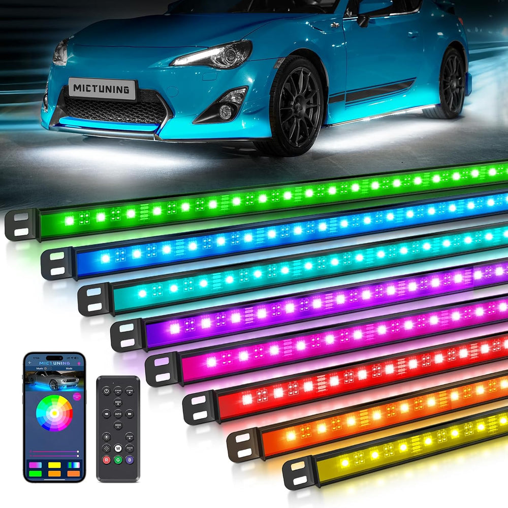 MICTUNING N8 Aluminum RGBW Car Underglow Light Kit with APP & Remote Cont...
