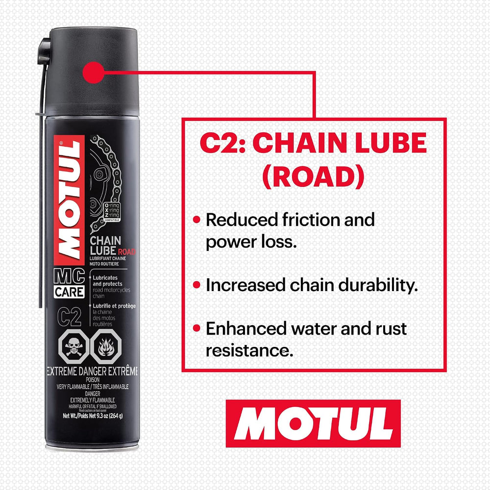 Motul C1 Chain Cleaner and C2 Motorcycle Chain Lube Kit with Brush, Gloves, a...