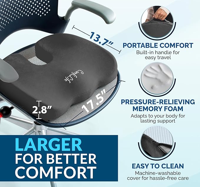 ComfiLife Premium Gel & Memory Foam Seat Cushion – Doctor Recommended Office