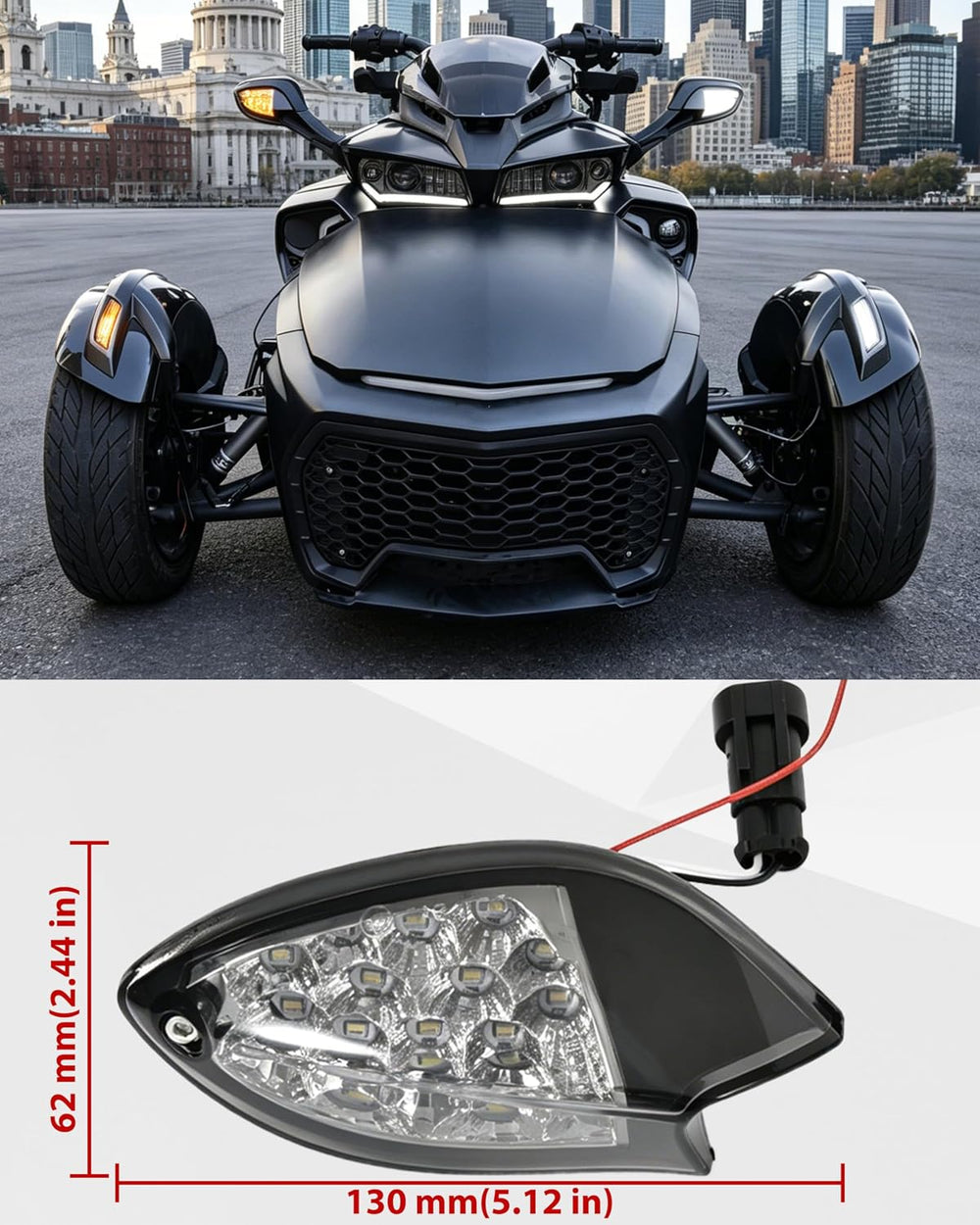 SAUTVS LED Side Mirror Lights for Spder F3, LED Side Mirror Accent Auxiliary ...
