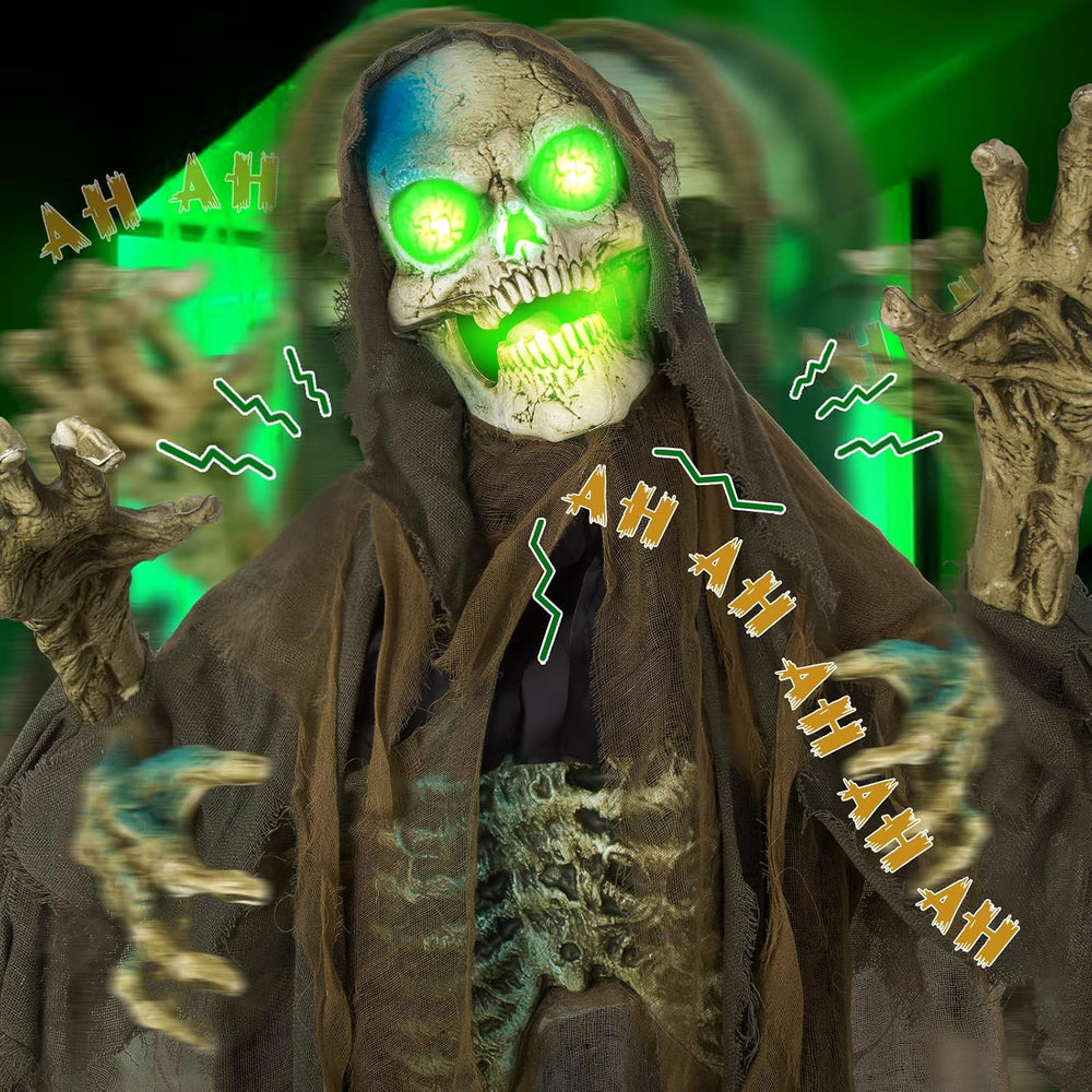 72โ Halloween Animatronics Standing Skeleton with Sound & Touch Activated