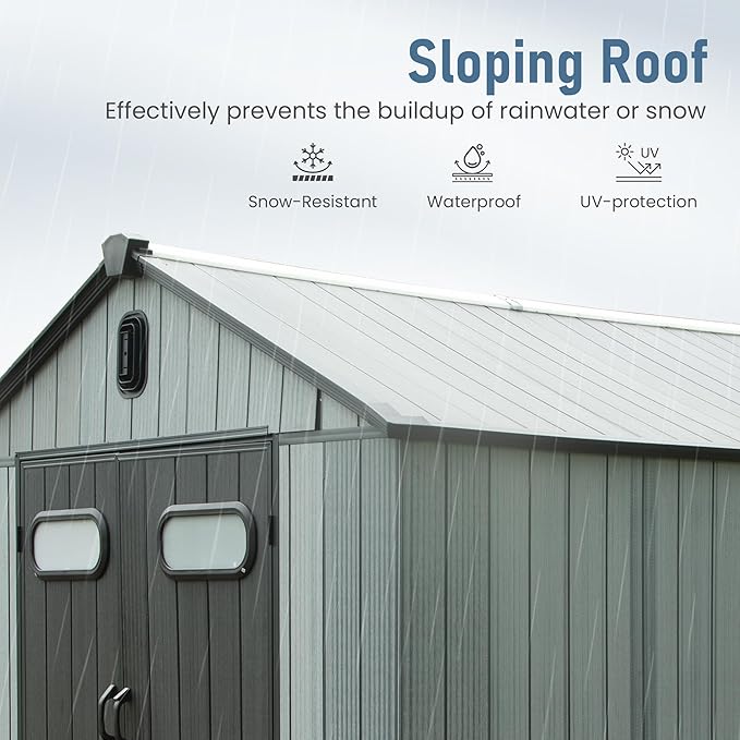 Domi 6x6 FT Outdoor Resin Storage Shed, All-Weather Double-Wall Storage Building