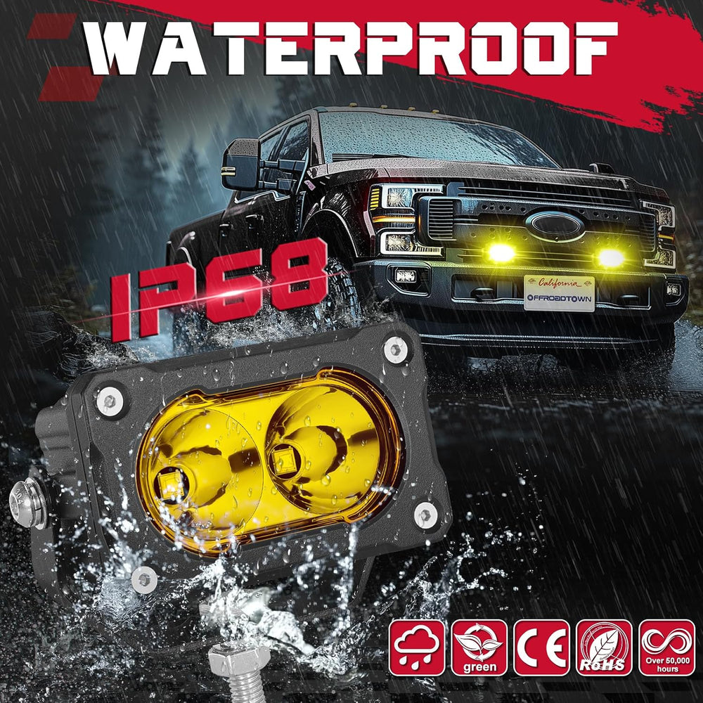 OFFROADTOWN LED Pods Yellow 3'' 40W Spot CREE LED Ditch Driving Fog L...
