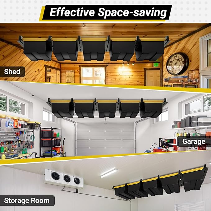 5-bin Overhead Garage Storage Rack, Heavy Duty Ceiling Storage Racks, Powder