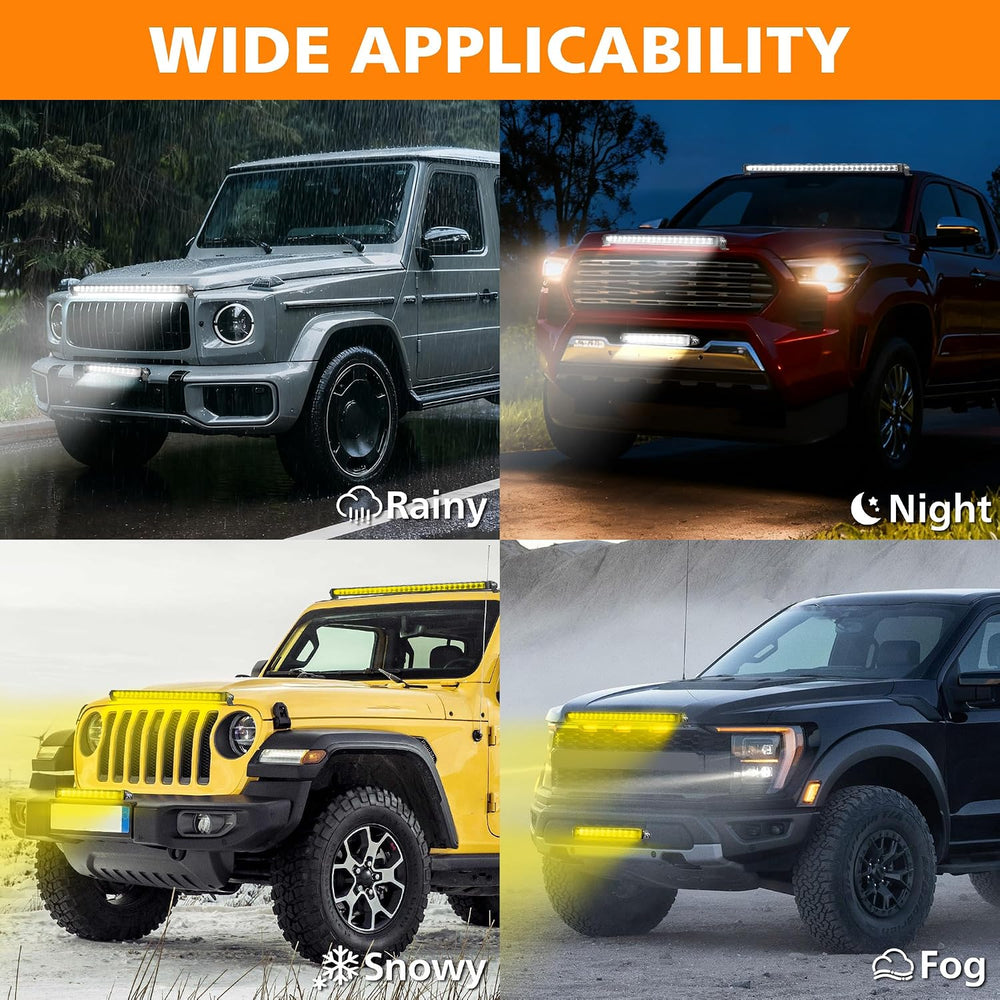 White Amber LED Light Bar 12โ100W Slim Off Road Auxiliary Light