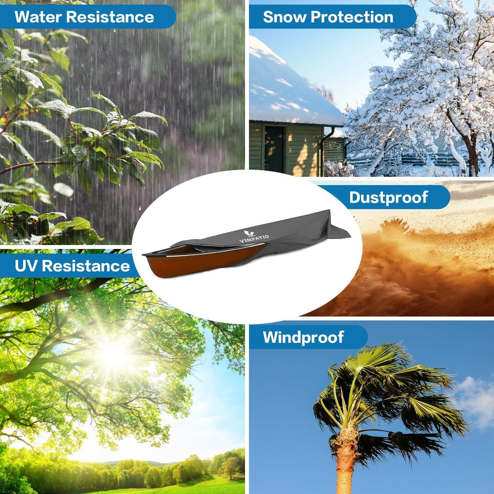 Kayak Cover 10ft 600D Waterproof Heavy Duty, Full Coverage Canoe Cover with U...