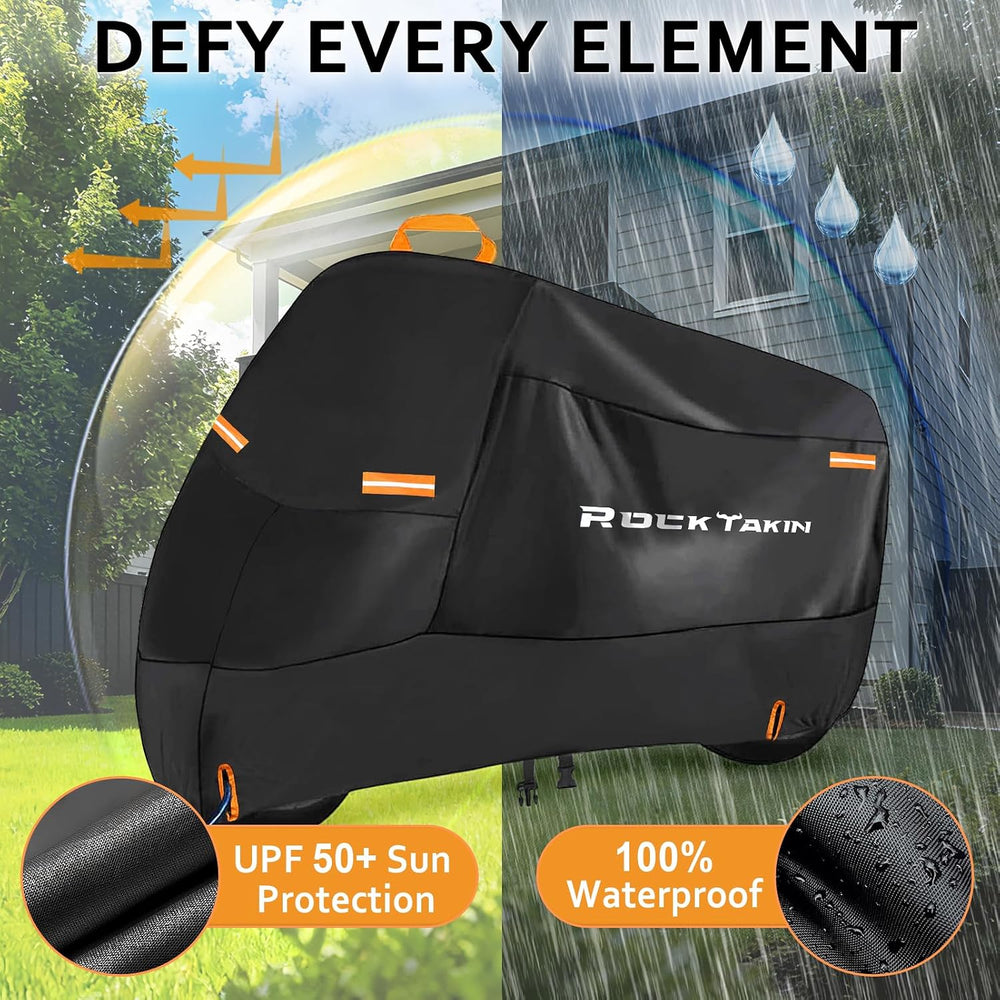 ROCKTAKIN 300D Heavy Duty Motorcycle Cover, Waterproof All Season Outdoor Pro...