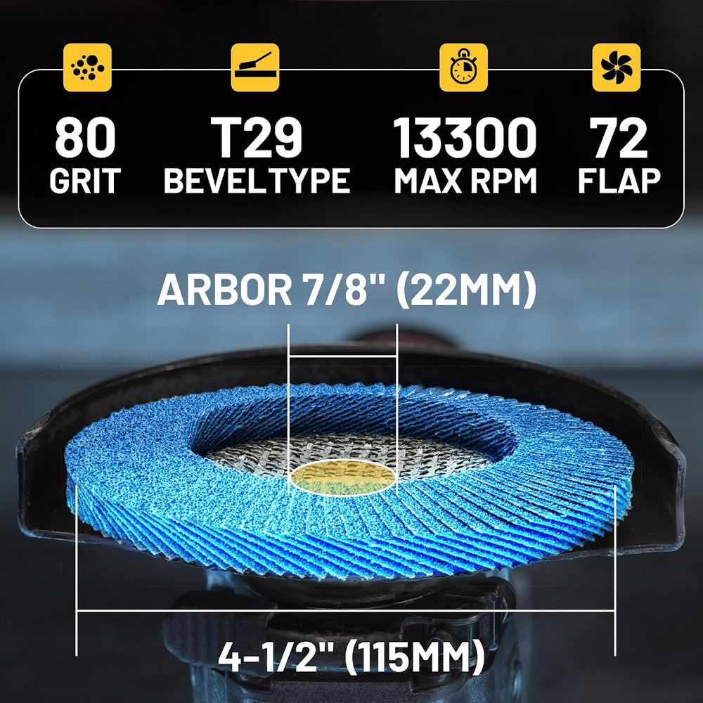 Flap Discs 4 1/2 for Angle Grinder 24 Pack, 80 Grit Type 29 Zirconia Grinding...