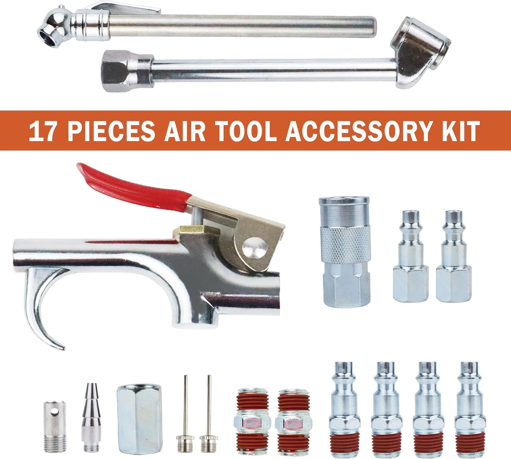 17 Pieces Air Tool Kit 3/8" X 25ft PVC Air Compressor Hose Kit Air Compr...