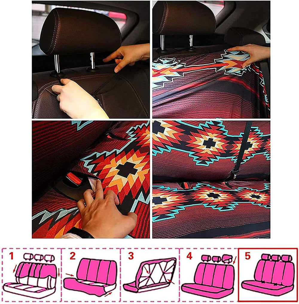 Jeiento Cute Cherry Print Car Seat Cover, Front Seat and Split Bench Cover, S...