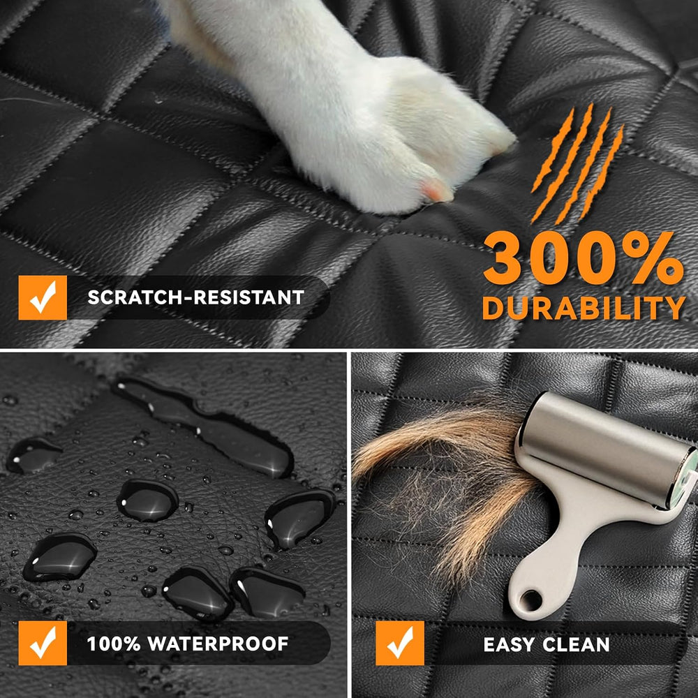 Dog Car Seat Cover for Back Seat,PU Leather BackSeat Dog Cover,Stnd,Black