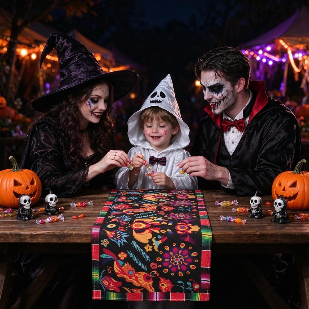 15 Pack Mexican Theme Halloween Table Runners 72ร13in Cinco de Mayo Bird Dia ...