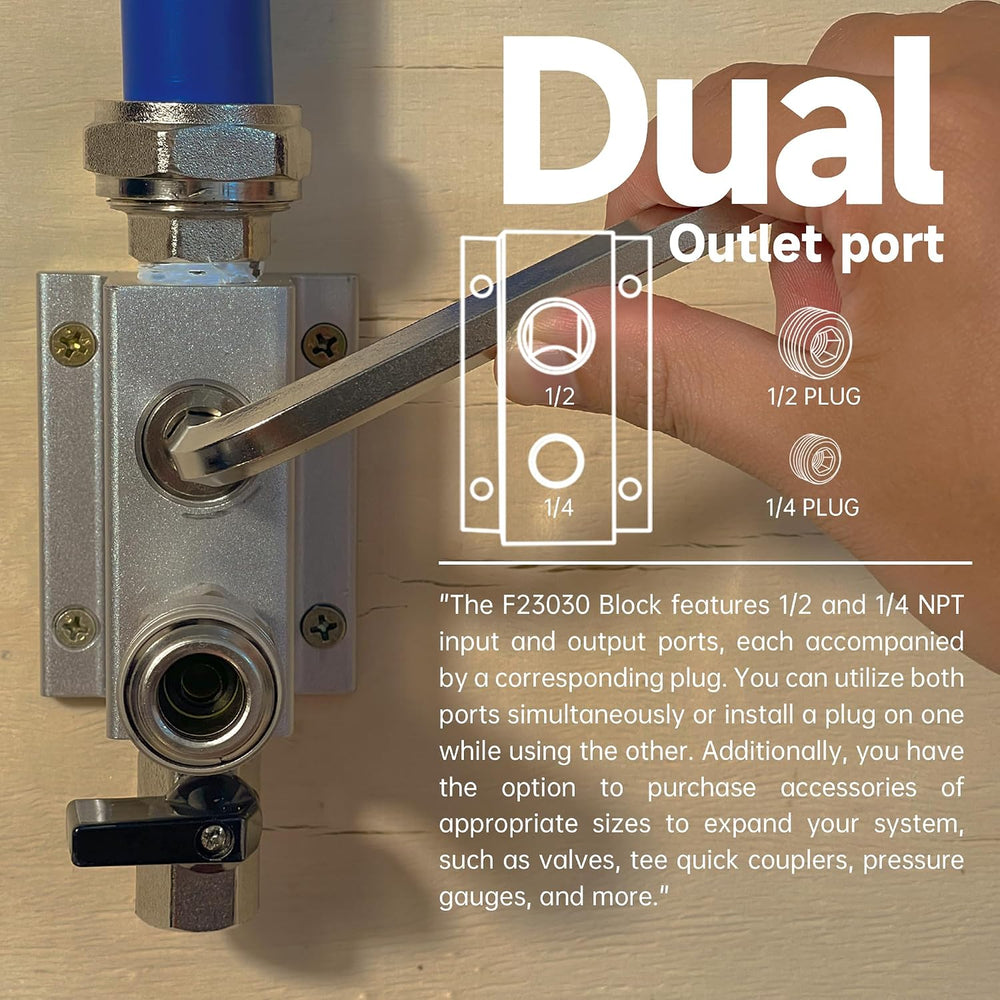 Compressed Air Piping System with 3/4 Inch ID x 100 feet 3-Way Dual-Outlet Al...