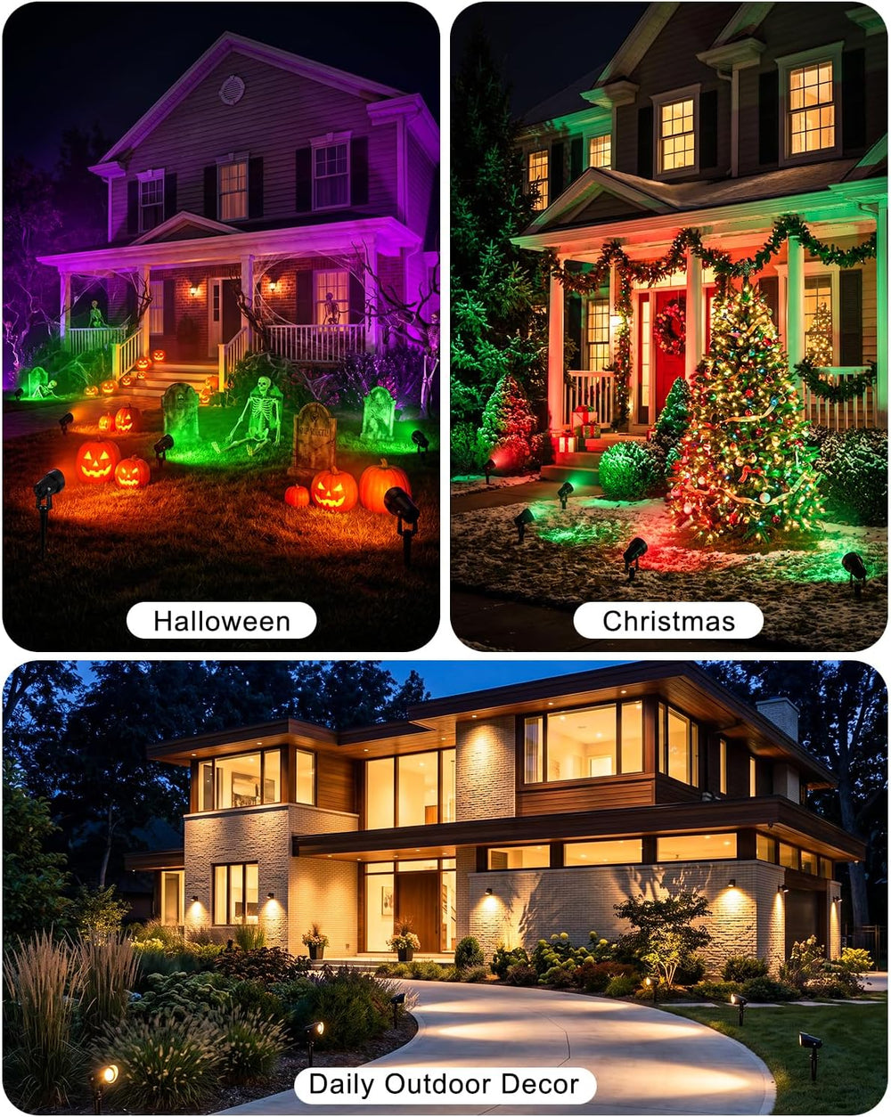 RGBW Halloween Spotlights Outdoor with APP & Remote Control, 4 Pack