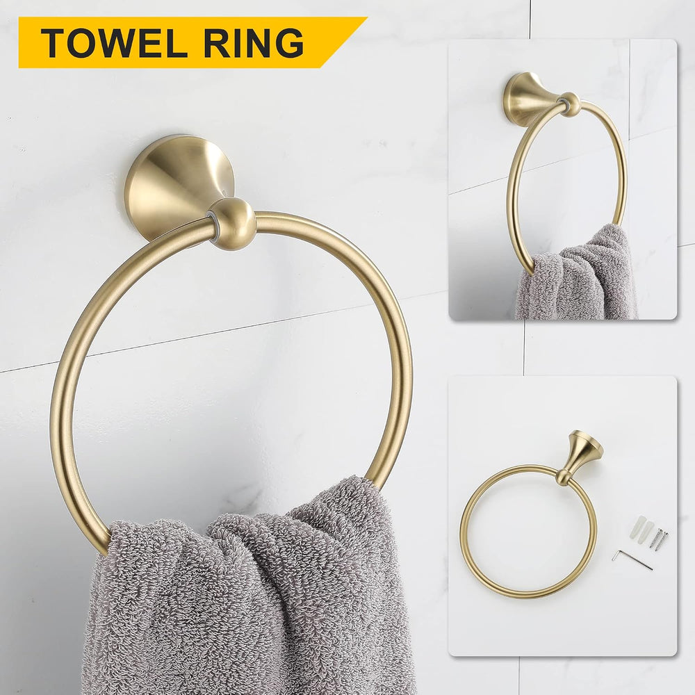 4 Piece Gold Bathroom Hardware Set - Brushed Gold Bathroom Accessories, 23.6 ...