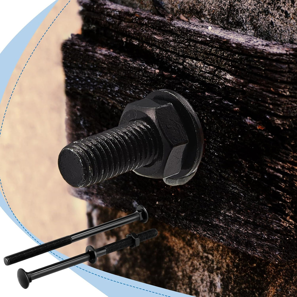 Zonon 24 Sets Carriage Bolt, Black, 1/2 x 8 Inch