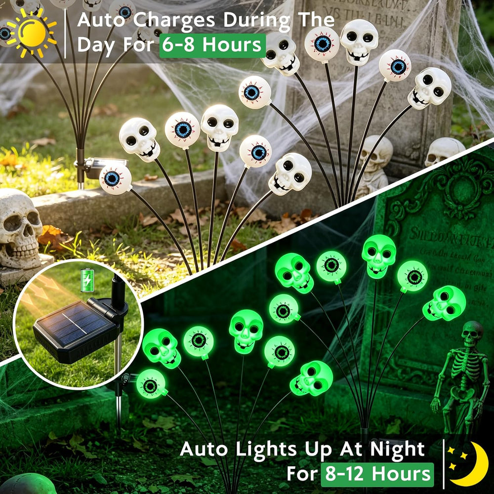 Halloween Decorations Outdoor, 4 Pack 24 LED Green Solar Scary Eyeball Lights...