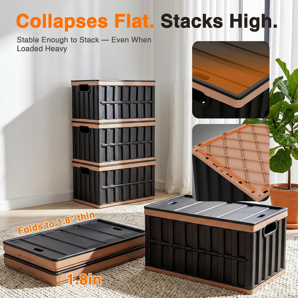 Citylife 2PC 64L Collapsible Storage Bins with Lids, Collapsible bins