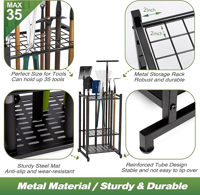 Garden Tool Organizer, Yard Tool Tower Rack