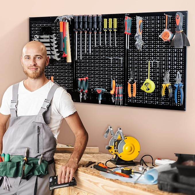 Ultrawall Peg Board Wall Organizer 4 ft. Metal Pegboard Garage Wall Pegboard