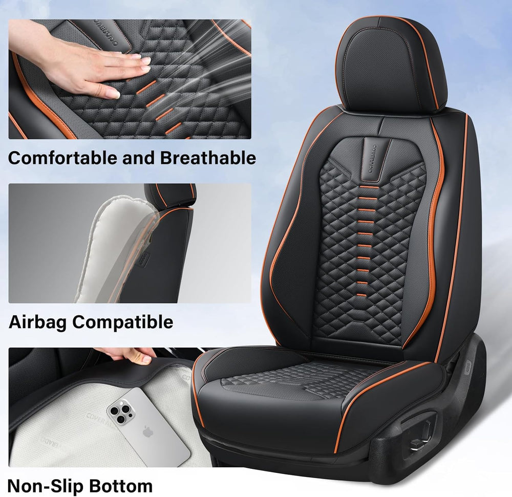 Coverado Automotive Seat Covers, Car Seat Covers Front Seats, Nappa Leather B...