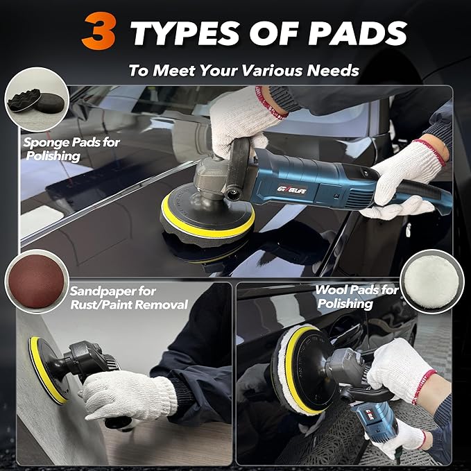 Buffer Polisher, 6 Inch/7 Inch 1600W Rotary Car Buffer Polisher Waxer, 7