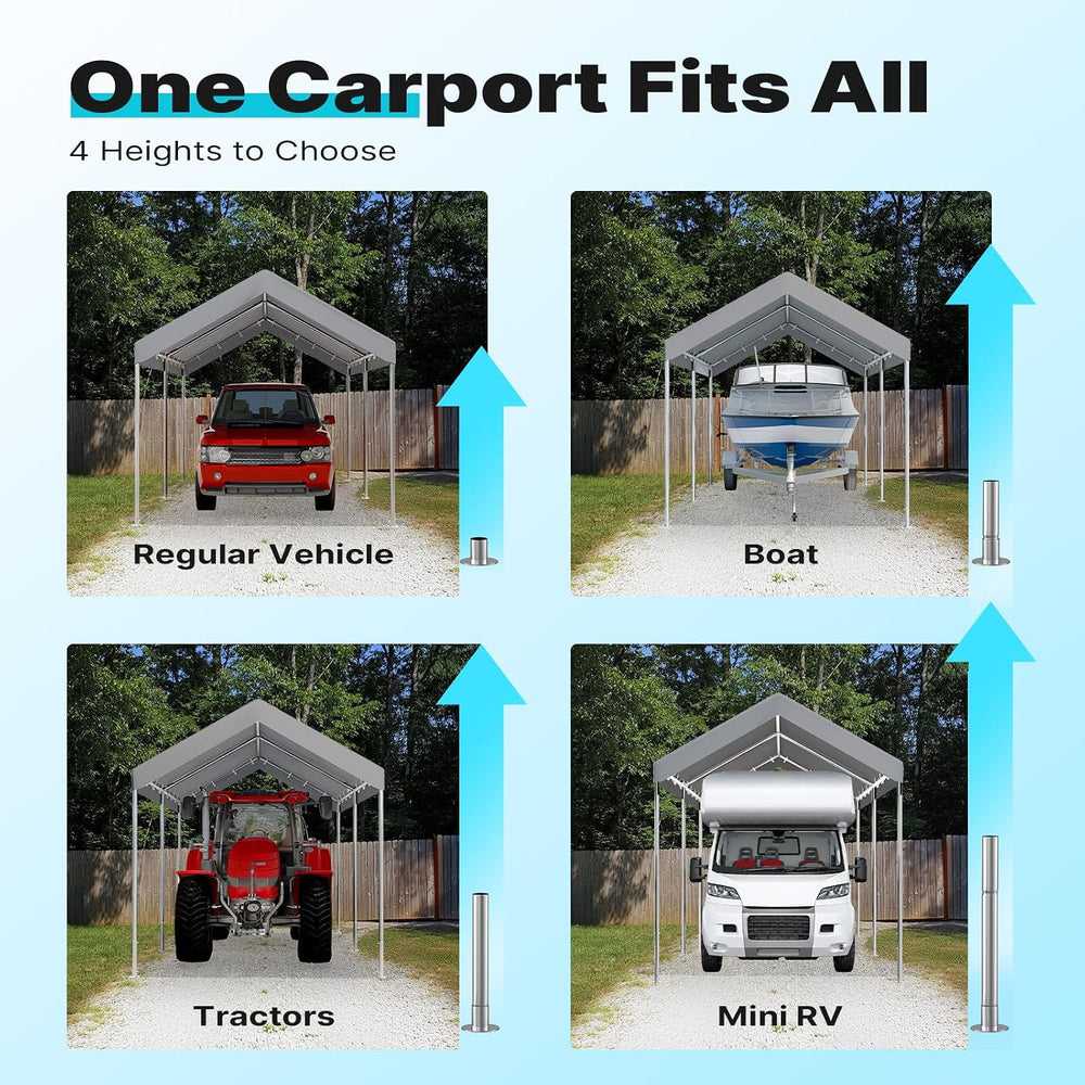 ADVANCE OUTDOOR 10x15 ft Heavy Duty Carport Potable Car Canopy Garage Party T...