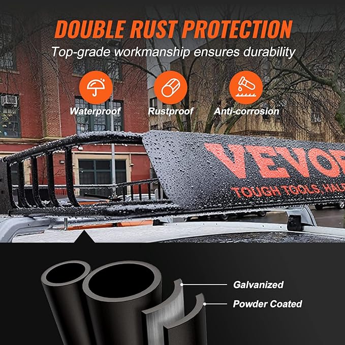 VEVOR Roof Rack Cargo Basket, 200 LBS Capacity Universal Rack Carrier