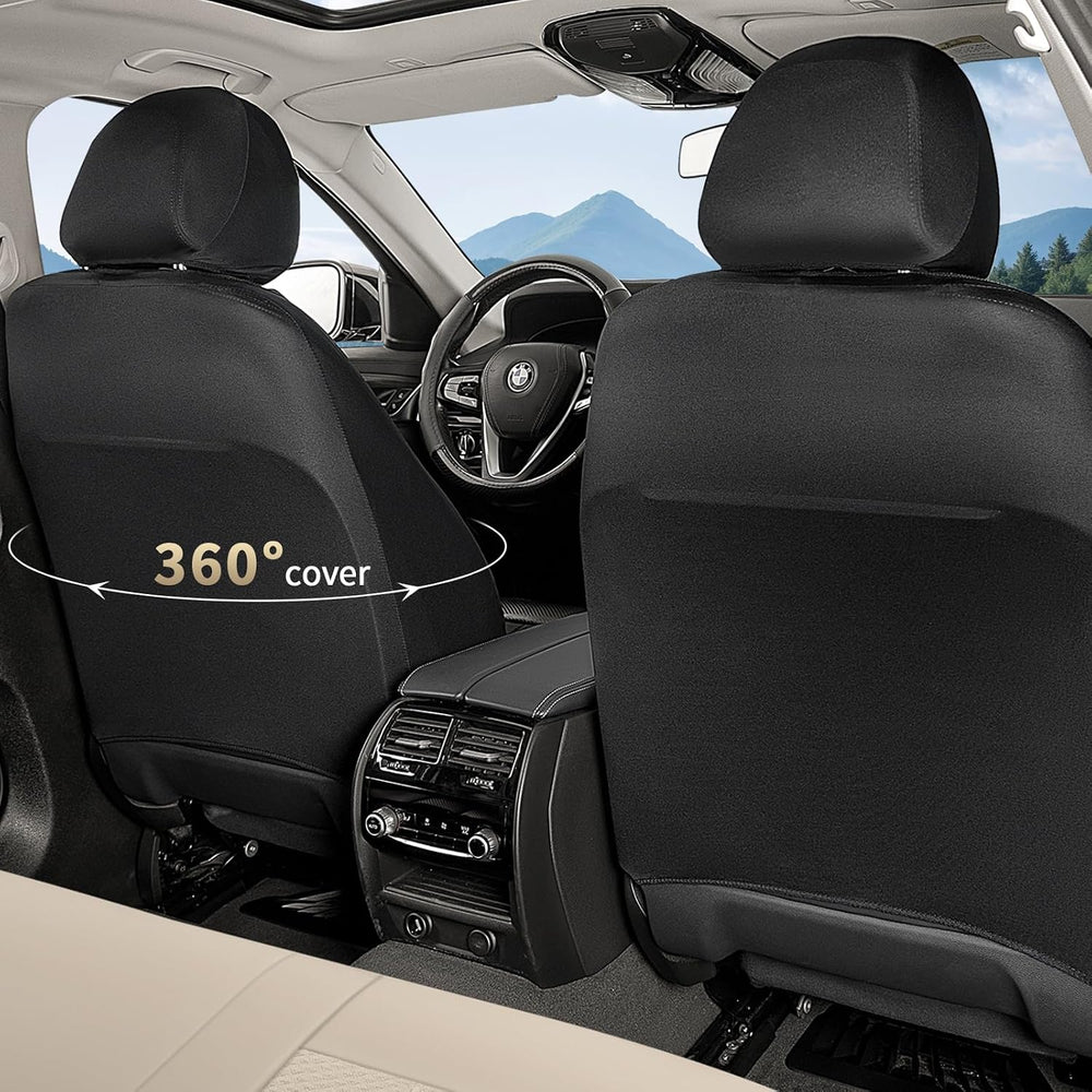 Front Seat Covers Leather & Mesh Automotive Seat Protectors 2 Pack Breath...