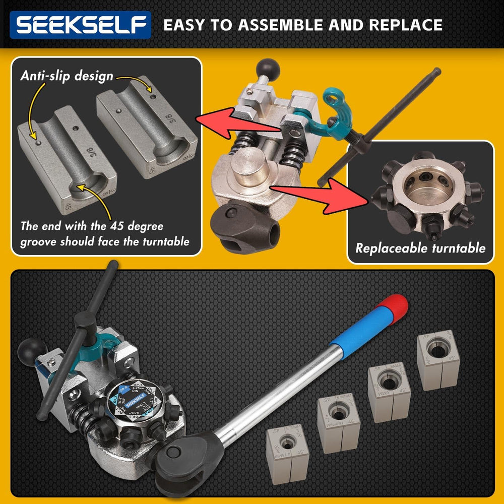 Professional Brake Line Flaring Tool Kit for 45 Degree Single, Double and Bub...
