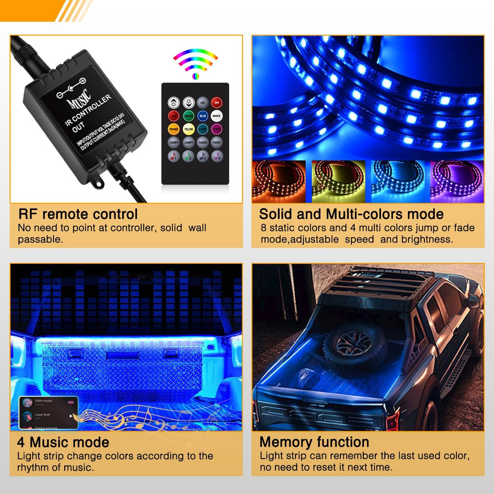 GOOACC RGB Truck Bed Light Strip 3PCS 60" 270 LEDs Neon Accent Lighting ...