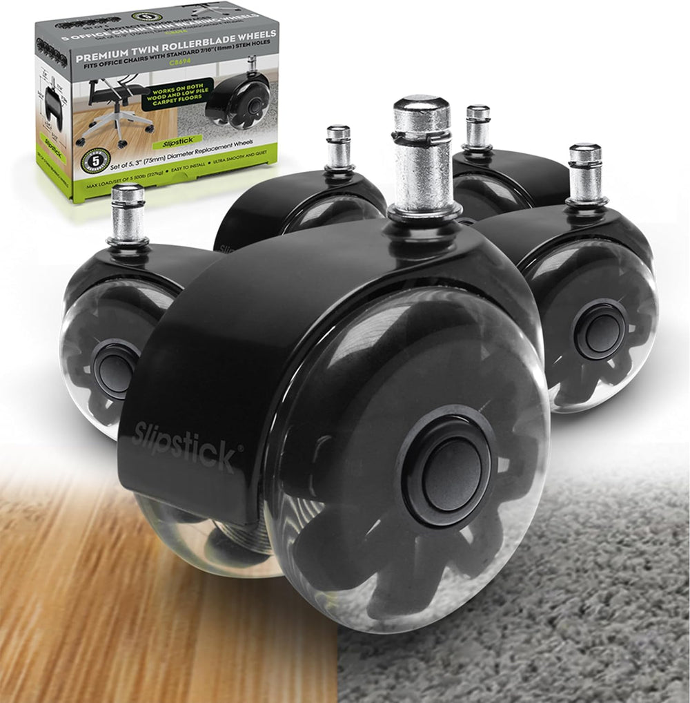 Monster 3” Dual Rollerblade Office Chair Wheels (Set of 5) Slipstick Premium ...