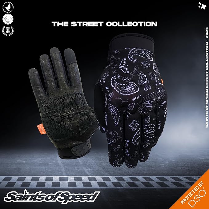 Saints of Speed Motorcycle Gloves – Knuckle Protection, Leather Palms,
