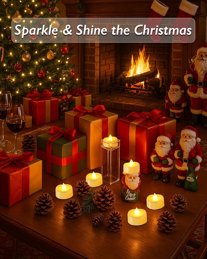 Raycare 50 Pack LED Tea Lights Battery Operated, 200+Hour Flickering Votive C...