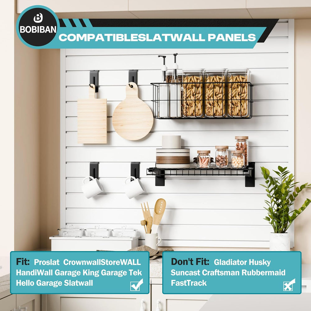 24Pcs Slatwall Accessories Set with Slatwall Baskets, Shelves, Hook