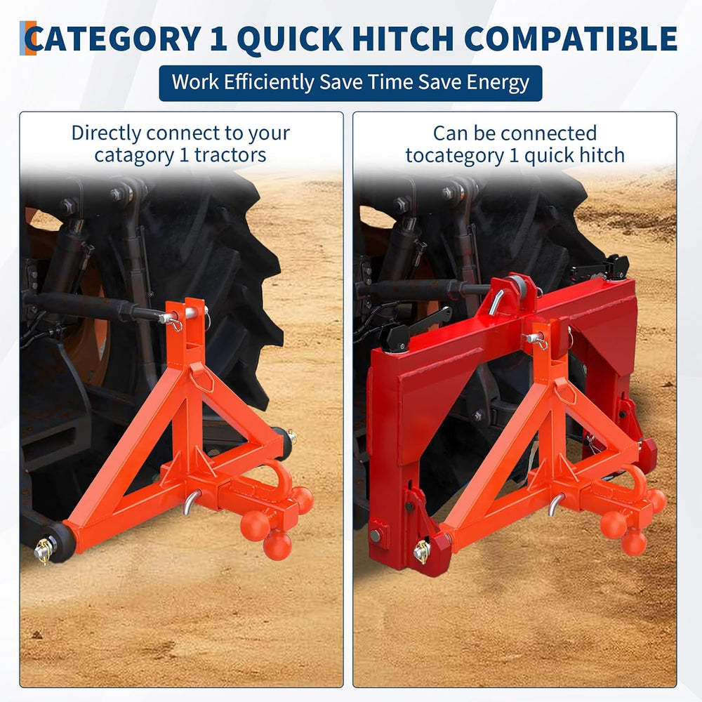 Garvee 3 Point Hitch Receiver with 2 in Receiver, 3 Ball & Hook