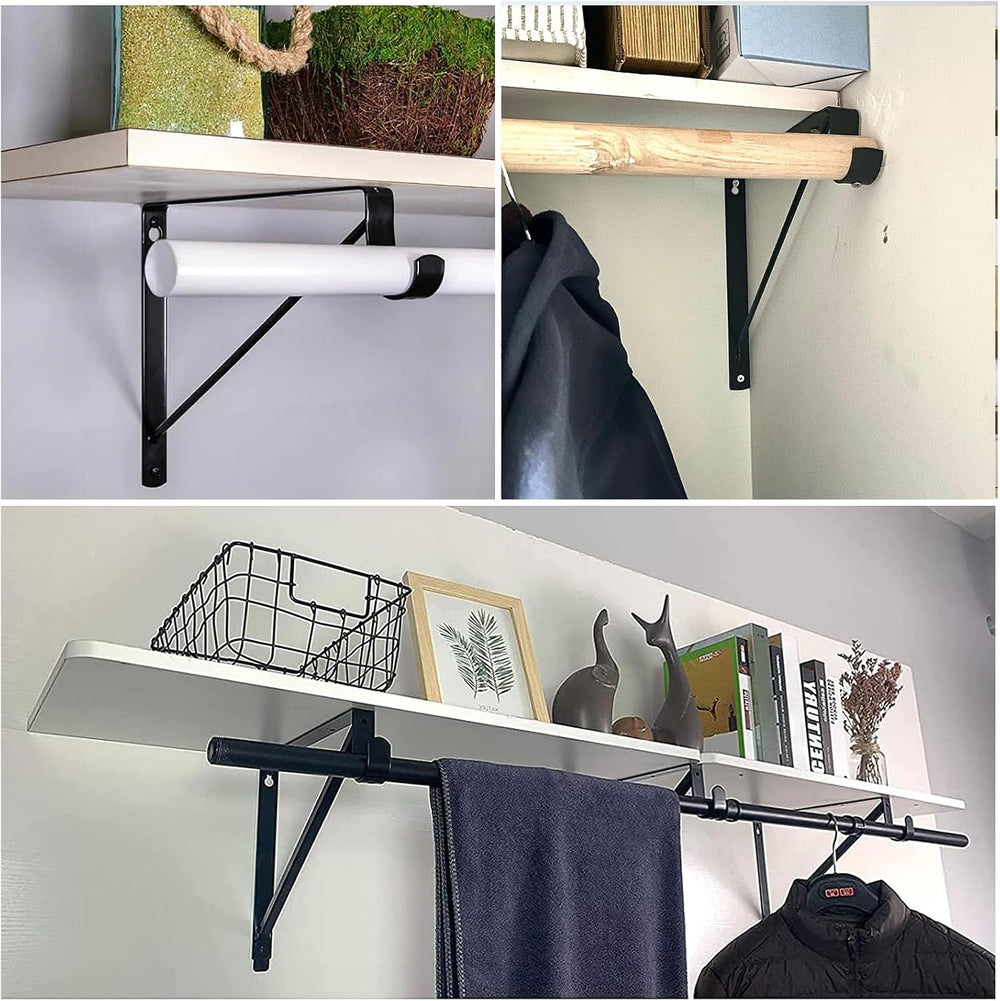 8 Pack Heavy Duty Closet Rod Bracket 11”x11” Closet Shelf & Rod Brackets,...