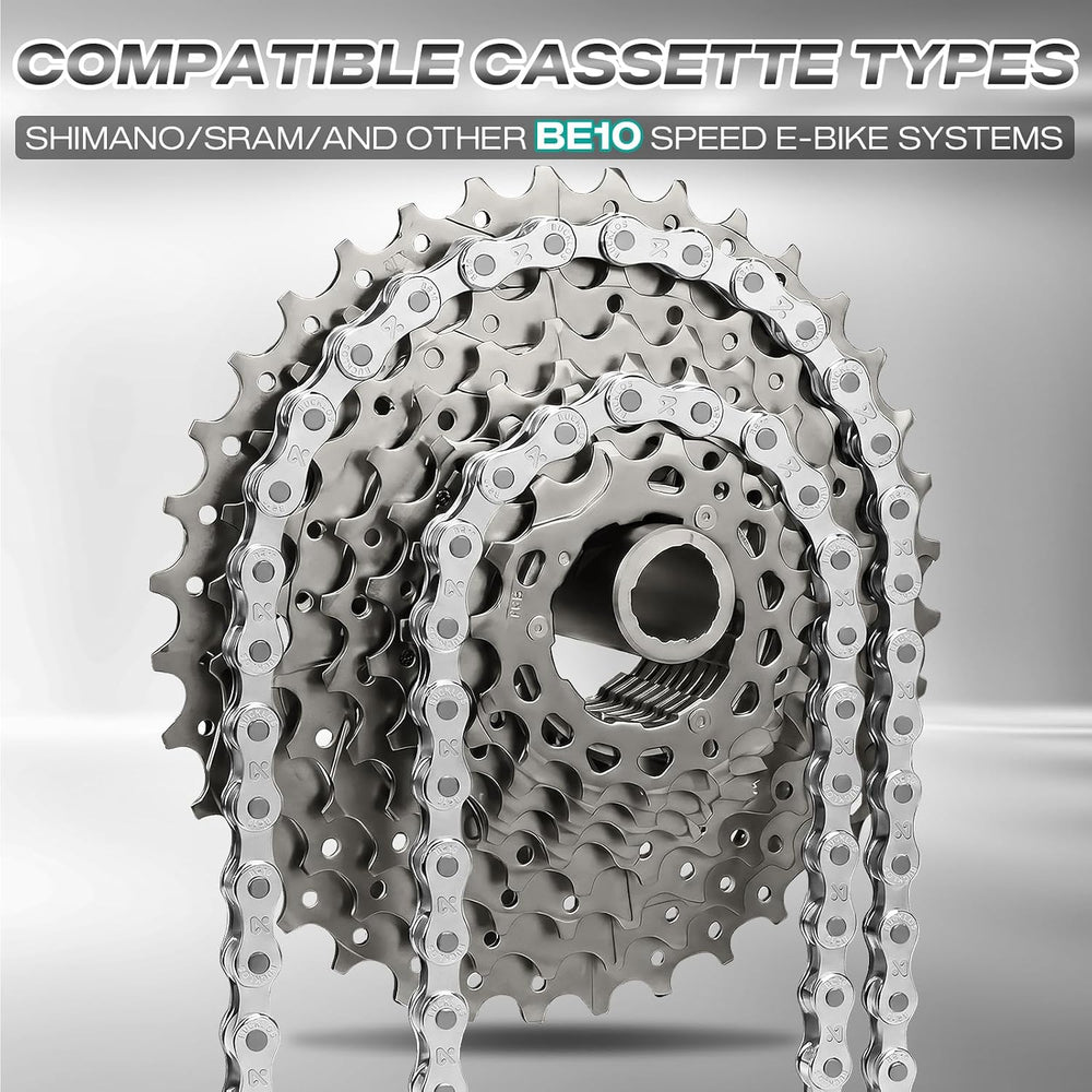 BUCKLOS 10 Speed Ebike Chain Heavy Duty 136 Links for e-Bike MTB Silver