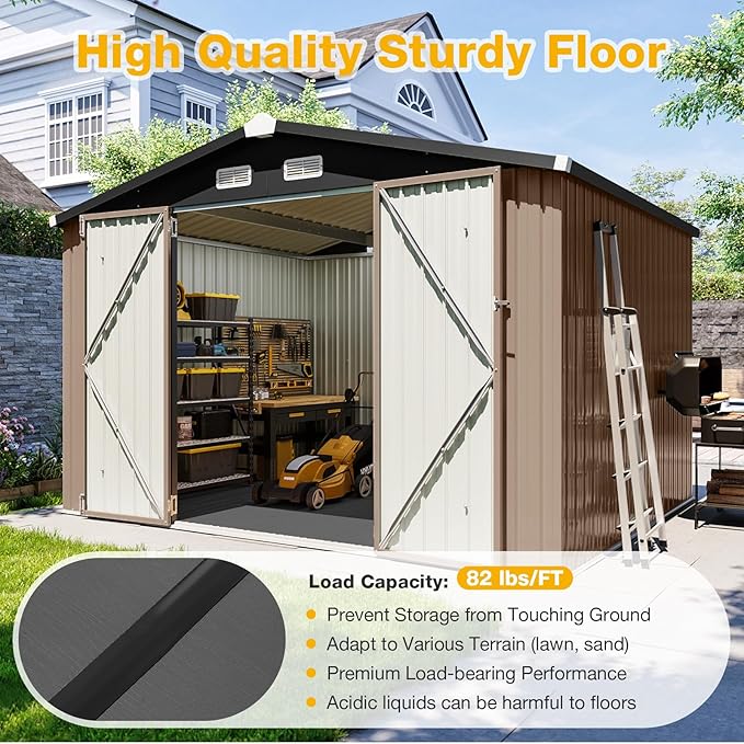 10x8 FT Outdoor Metal Storage Shed