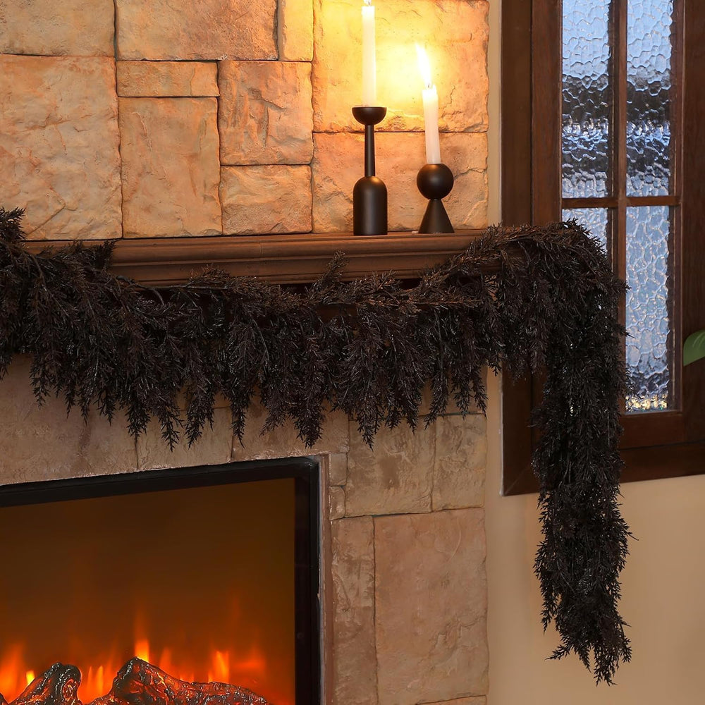 Dingion 2 Pack 9 ft Halloween Black Artificial Cedar Garland