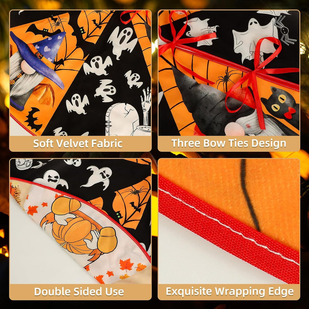 15 Inch Mini Halloween Tree Skirt Fall Thanksgiving Day Tree Skirt Small Reve...